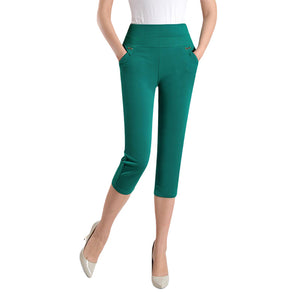 Women's Seven-point Pants High-waisted Elastic Casual Pants