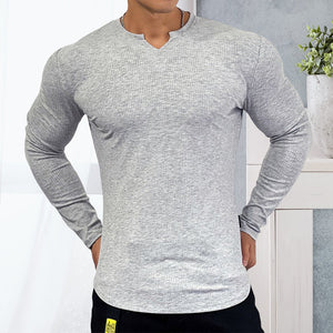 Sport-T-shirt met V-hals en lange mouwen