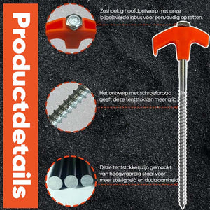 8" Inschroefbare Tentpalen - Grondankers Inschroeven