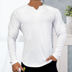 Sport-T-shirt met V-hals en lange mouwen