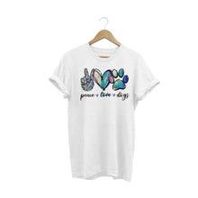 Afbeelding in Gallery-weergave laden, Peace, Love &amp; Dogs T-shirt
