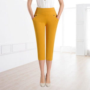 Women's Seven-point Pants High-waisted Elastic Casual Pants