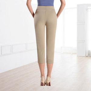 Women's Seven-point Pants High-waisted Elastic Casual Pants