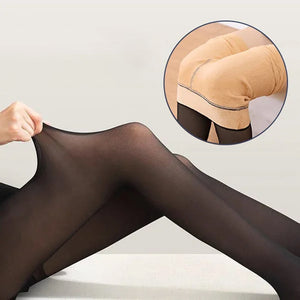 ✨Vlekkeloze benen nep doorschijnende warme pluche gevoerde elastische panty