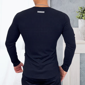 Sport-T-shirt met V-hals en lange mouwen