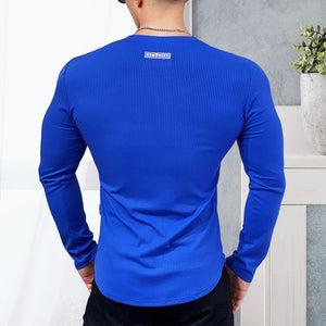 Sport-T-shirt met V-hals en lange mouwen