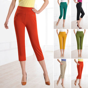 Women's Seven-point Pants High-waisted Elastic Casual Pants