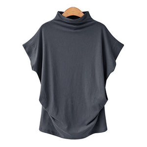 Half coltrui T-shirt met popmouwen